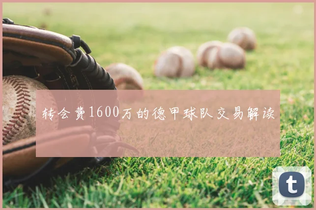 转会费1600万的德甲球队交易解读